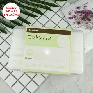 Bông Tẩy Trang Miniso Nhật Bản 1 Hộp 475 miếng  (400 miếng mỏng + 75 miếng dày 3 lớp)