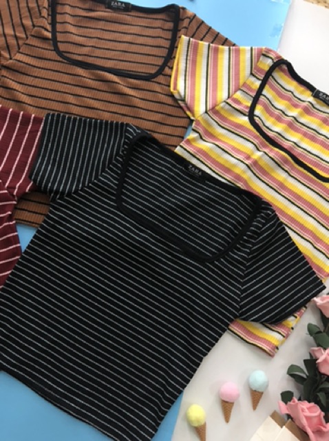 Áo croptop cổ vuông hìnhcm chụp thật kèm video