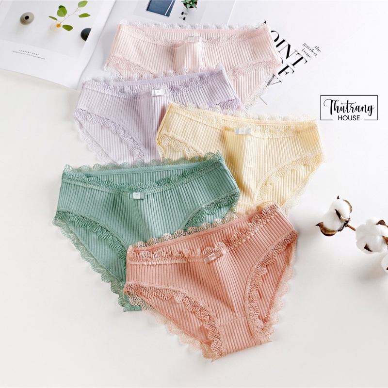 Quần Lót Nữ Cotton tăm cao cấp nâng mông ren sexy, quần chip đính nơ sợi tre kháng khuẩn đẹp dễ thương M01 | BigBuy360 - bigbuy360.vn