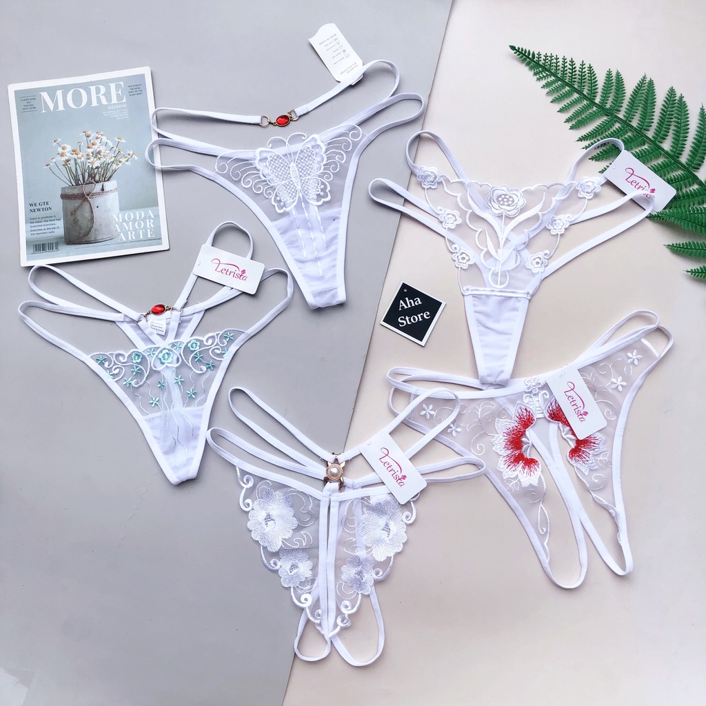 Quần lót lọt khe dây có đính ngọc  hình bướm sexy YiOn Underwear QK05