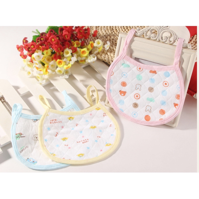 Yếm Ăn Cotton Chống Thấm Nước In Họa Tiết Dễ Thương Cho Bé