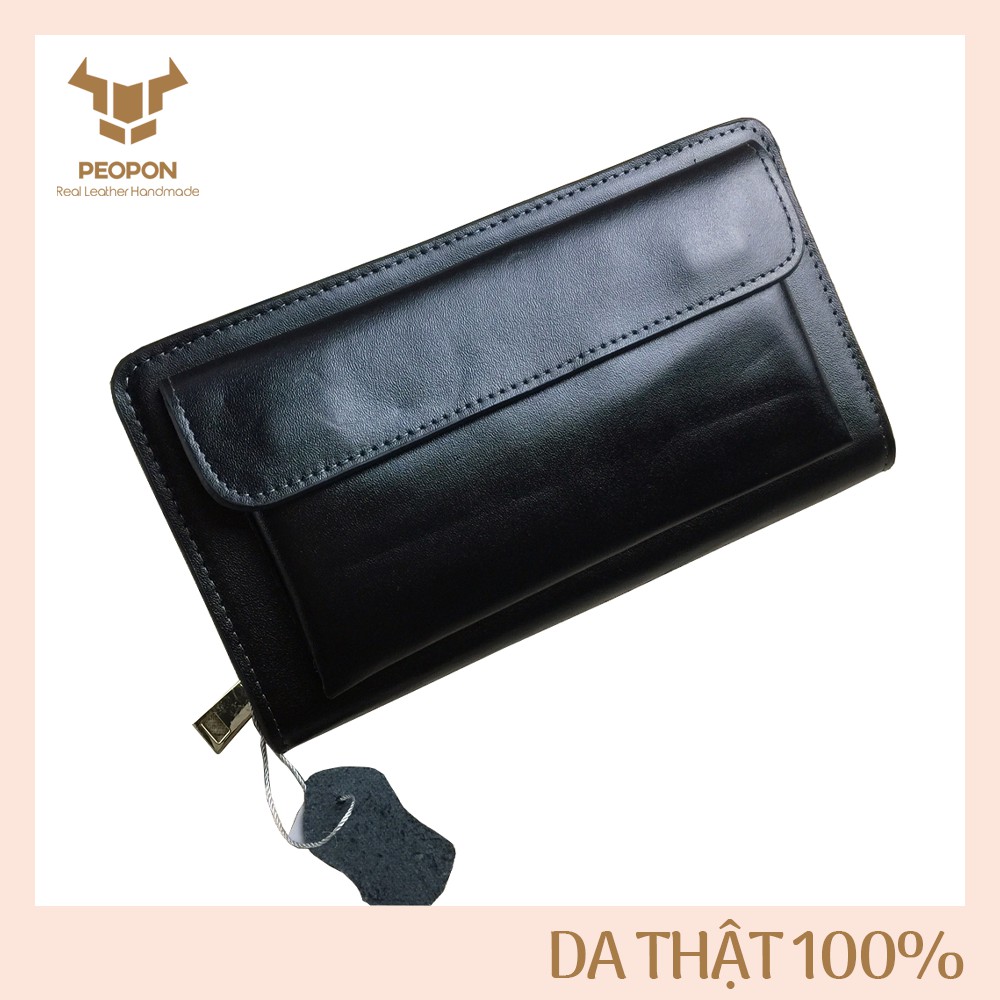 [Da Thật 100%] Ví Clutch Nam Cầm Tay Da Nappa 1 Ngăn Nắp Gập - Bảo Hành 3 Năm