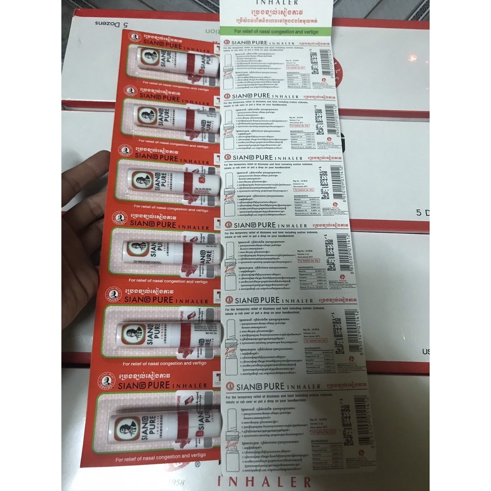 Vỉ 6 Ống hít thông mũi ông già SIANG PURE Thái Lan