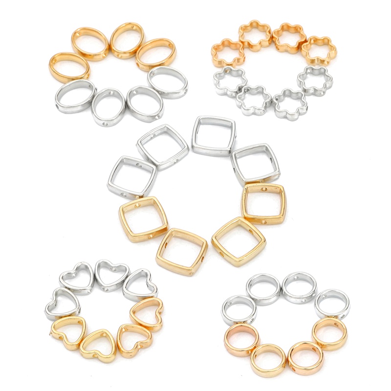 Bộ 50 Hạt Xỏ Lỗ Hình Trái Tim / Hoa Mận / Hình Học Dùng Để Làm Trang Sức Thủ Công