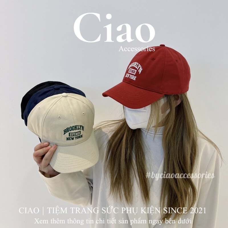[HOẢ TỐC 1H] Nón/ Mũ vành thiết kế chữ thêu nổi trẻ trung năng động đơn giản Brooklyn Ciao