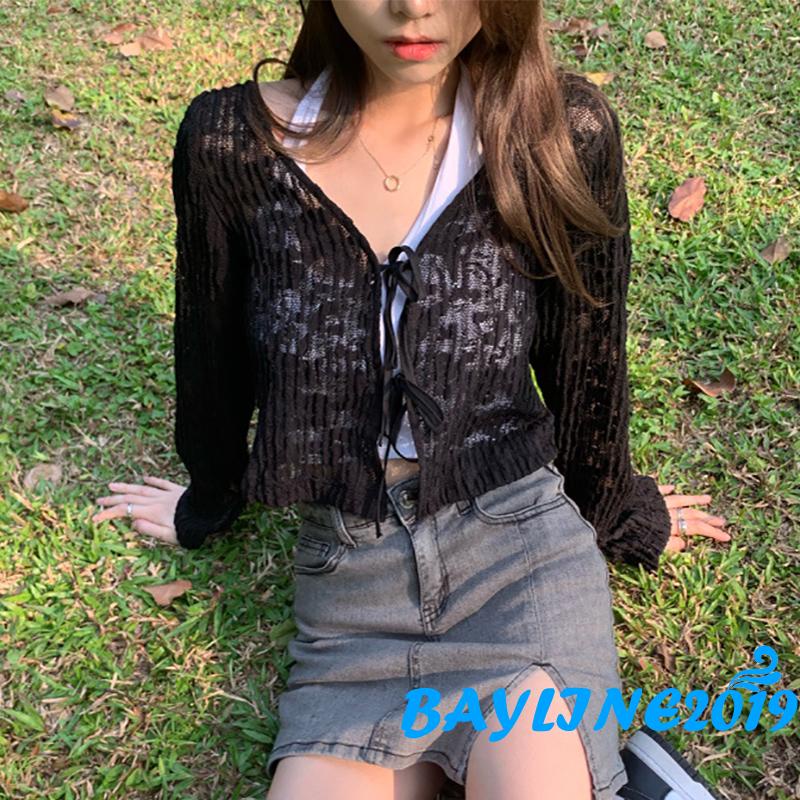 Áo Khoác Cardigan Cổ Chữ V Tay Dài Thêu Hoa Thời Trang Mùa Hè Cho Nữ