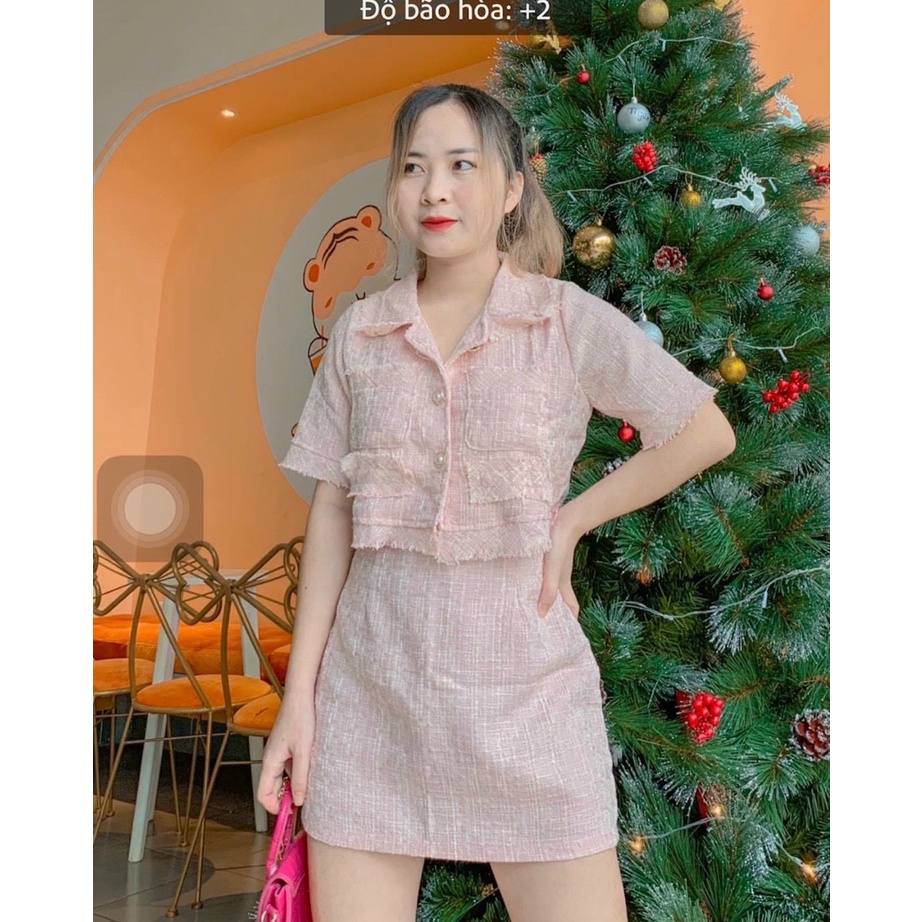 SET BỐ ÁO CROPTOP CHÂN VÁY 3 MÀU