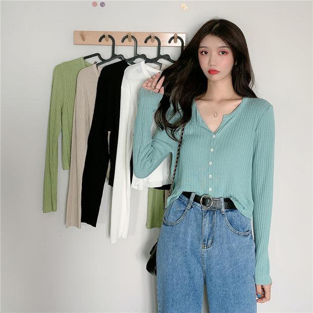 Áo Khoác Cardigan Dệt Kim Tay Dài Dáng Rộng Cổ Chữ V Thời Trang Mùa Thu Happy Store