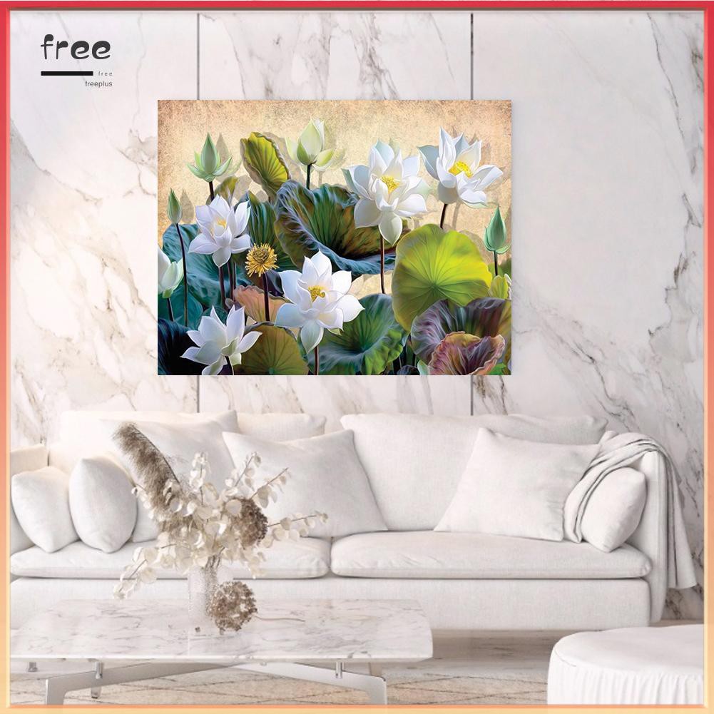 Tranh đính đá hình hoa sen trắng 5D sang trọng DIY