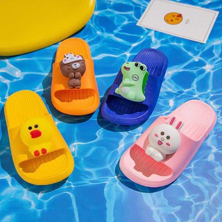 Dép đúc bánh mì trơn tặng kèm sticker cute cho bé trai bé gái hình(gấu nâu- vịt- mèo-khủng long)