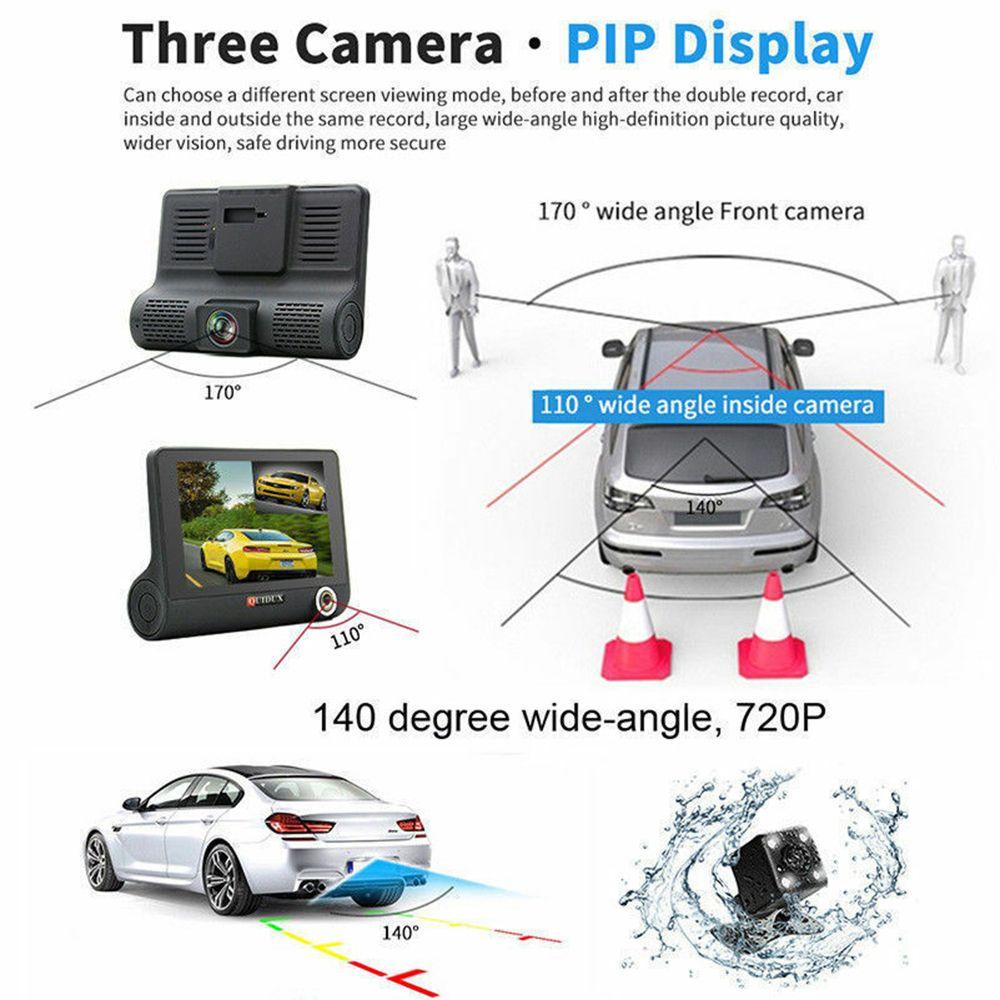 Camera Hành Trình Thấu Kính Kép Góc Rộng 170 Độ Cho Xe Hơi SHOUKEY° Camera Hành Trình 1080P 4 &quot;