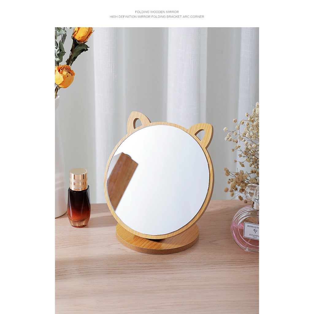 Gương Gỗ Hàn Quốc Tai Mèo Size Lớn  GGTM