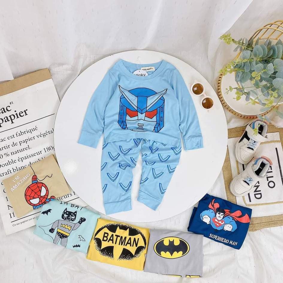 Bộ Dài Tay Cho Bé LDD10 Đồ Bộ Siêu Nhân Thun Lạnh Cao Cấp Mềm Mịn Thoáng Mát Hàng Chuẩn Loại 1 MINKY MOM