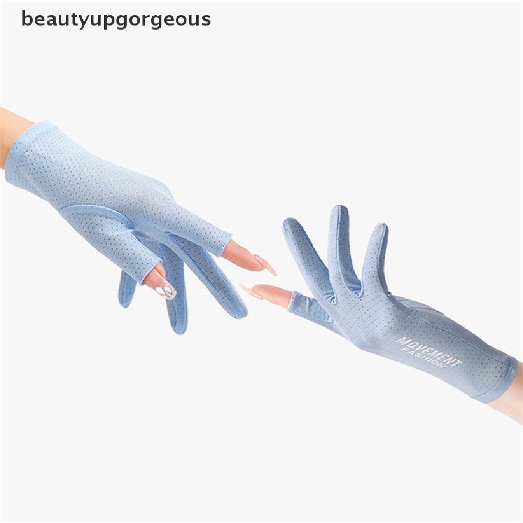 [Beautyupgorgeous] Găng Tay Lái Xe Bằng Lụa Lạnh Mỏng Phối Lưới Thoáng Khí Thời Trang Mùa
