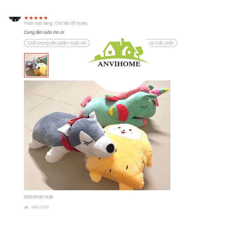 Bộ chăn gối văn phòng gấu bông có chăn hình Chó Husky, Mèo, Heo, chuột, hoa quả trái cây, rùa, Pony Anvihome