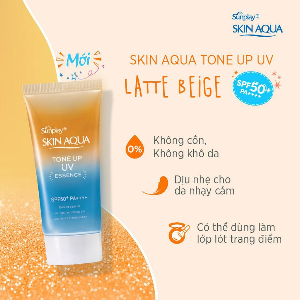 Tinh chất chống nắng hiệu chỉnh sắc da Sunplay Skin Aqua Tone Up UV Essence Latte Beige SPF50+ PA++++ 50g