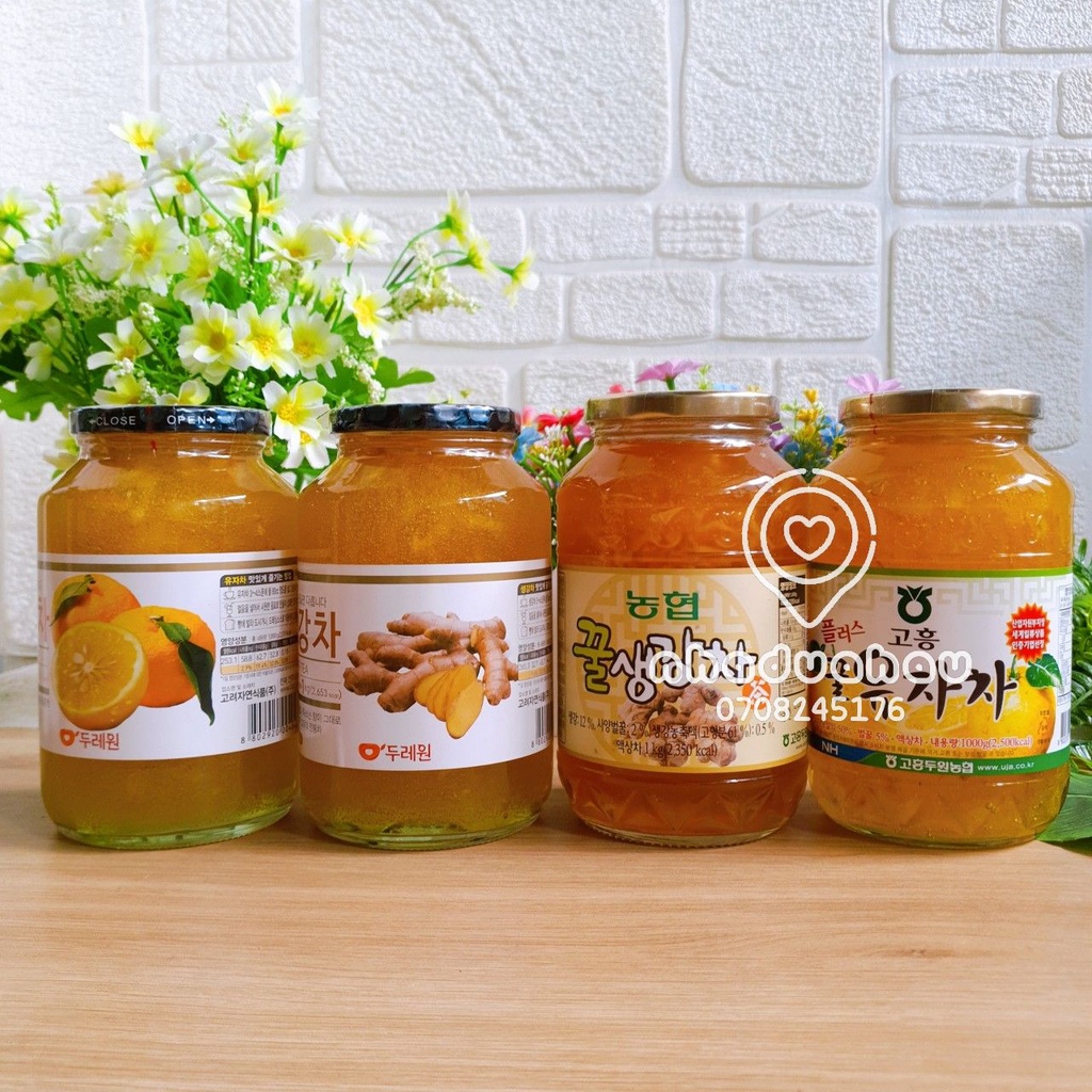 [Mã GROSALE1 giảm 8% đơn 500K] Một hủ mật ong ngâm chanh đào/ gừng tốt cho sức khỏe Hàn Quốc hủ thủy tinh lớn 1kg