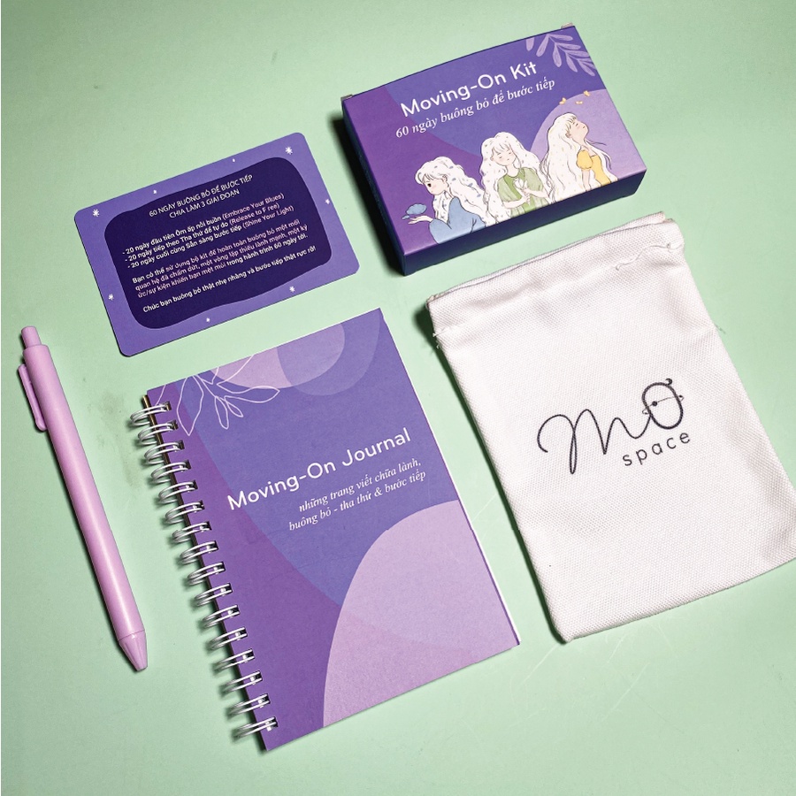 Moving On Kit (thẻ, sổ, bút, túi rút) - Buông bỏ để bước tiếp - Bộ sản phẩm chữa lành sau chia tay