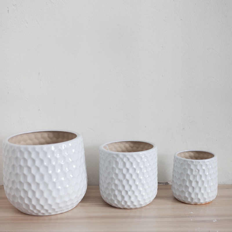 Chậu men sứ vân tổ ong trồng cây - Jassi Decor