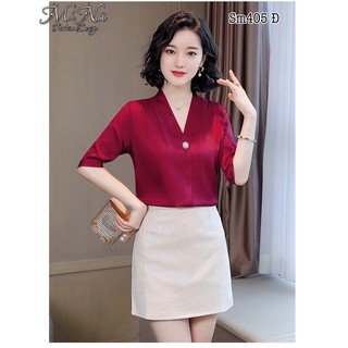 Áo sơ mi tay lỡ cổ tim 404