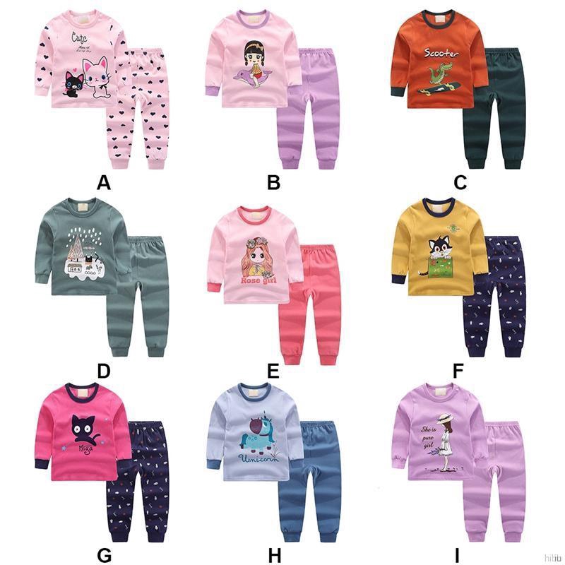 Bộ Pijama Dài Tay+Quần Dài In Họa Tiết Hoạt Hình Cho Bé