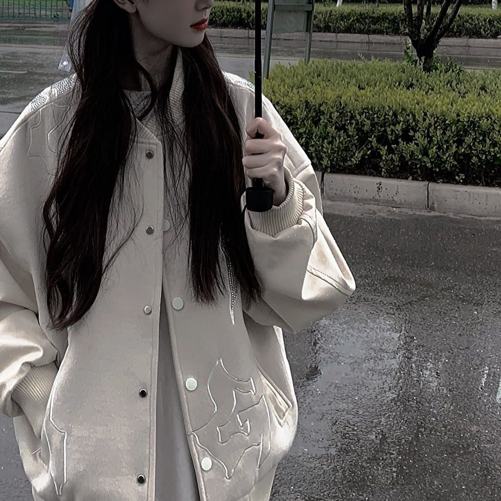 Áo Khoác Bóng Chày Đính Đá Thời Trang Thu Đông Mới 2022