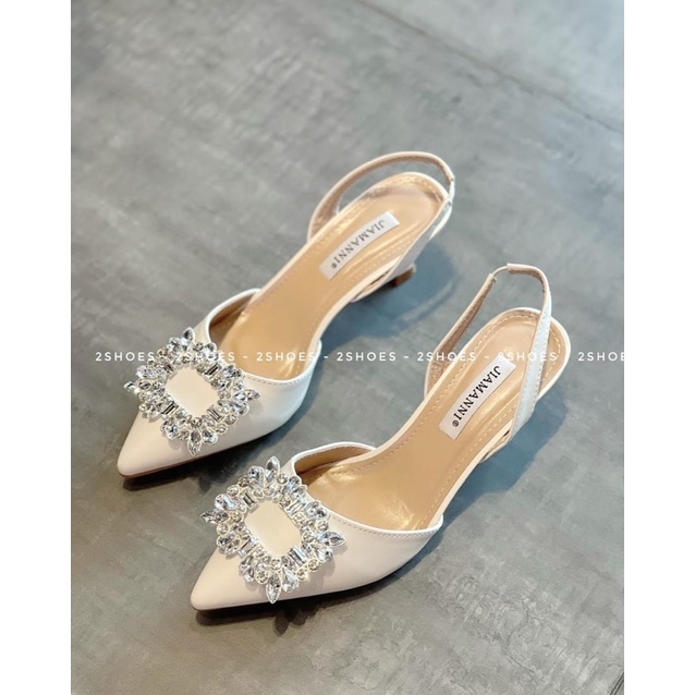 Giày cao gót mũi nhọn đính hoa đá 5p hàng cao cấp xuất khẩu
