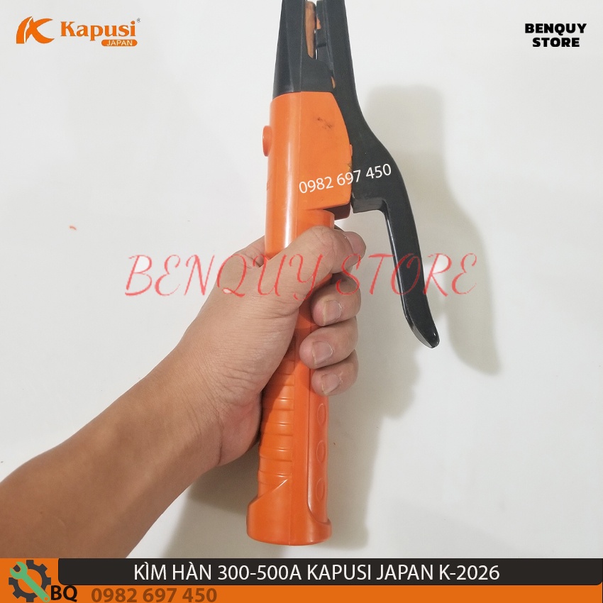 KÌM HÀN 300-500A KAPUSI JAPAN K-2026. ĐẦU KẸP QUE HÀN ĐƯỢC NHIỀU KIỂU: THẲNG, CHÉO, 90 ĐÔ. KÌM KẸP MAT 300-500. HÀN ĐIỆN