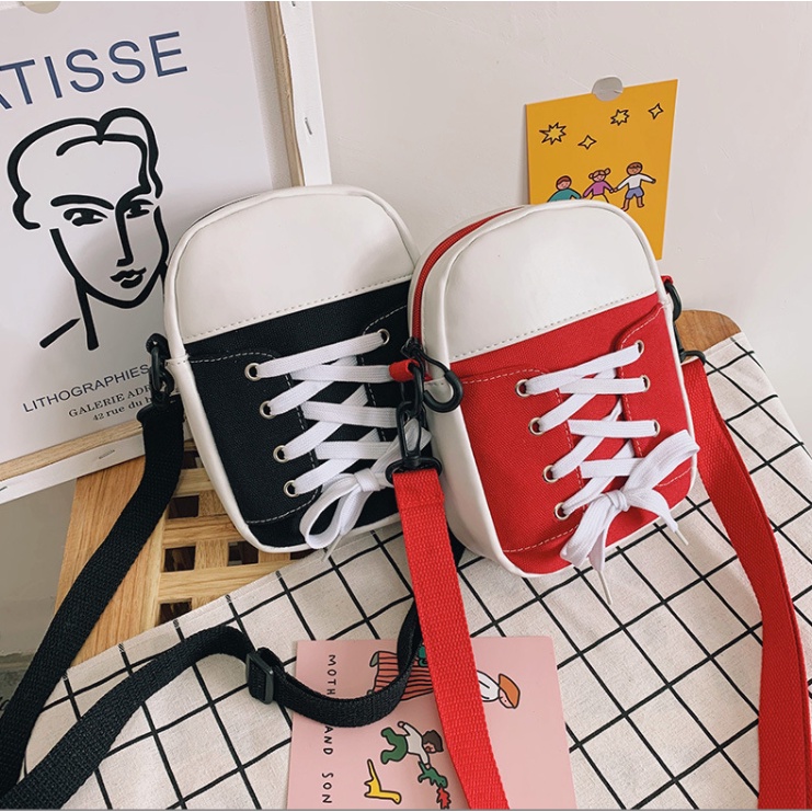 Túi xách nữ đeo vai đeo chéo hình chiếc giày sắc màu mini nhỏ xinh vải canvas đi chơi chụp ảnh đẹp độc đáo