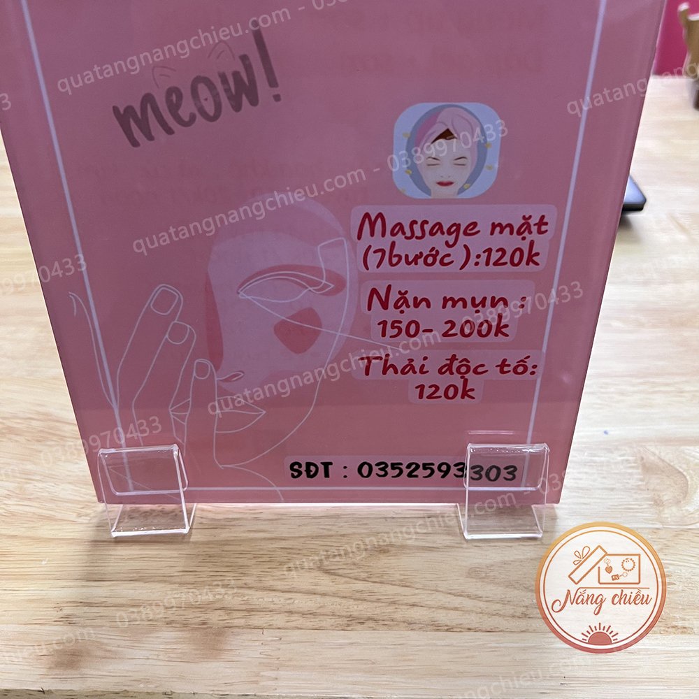 Chân đứng để bàn dành cho menu, bảng giá hoặc bảng hiệu - Chất liệu bằng mica trong dày 2mm dày dặn