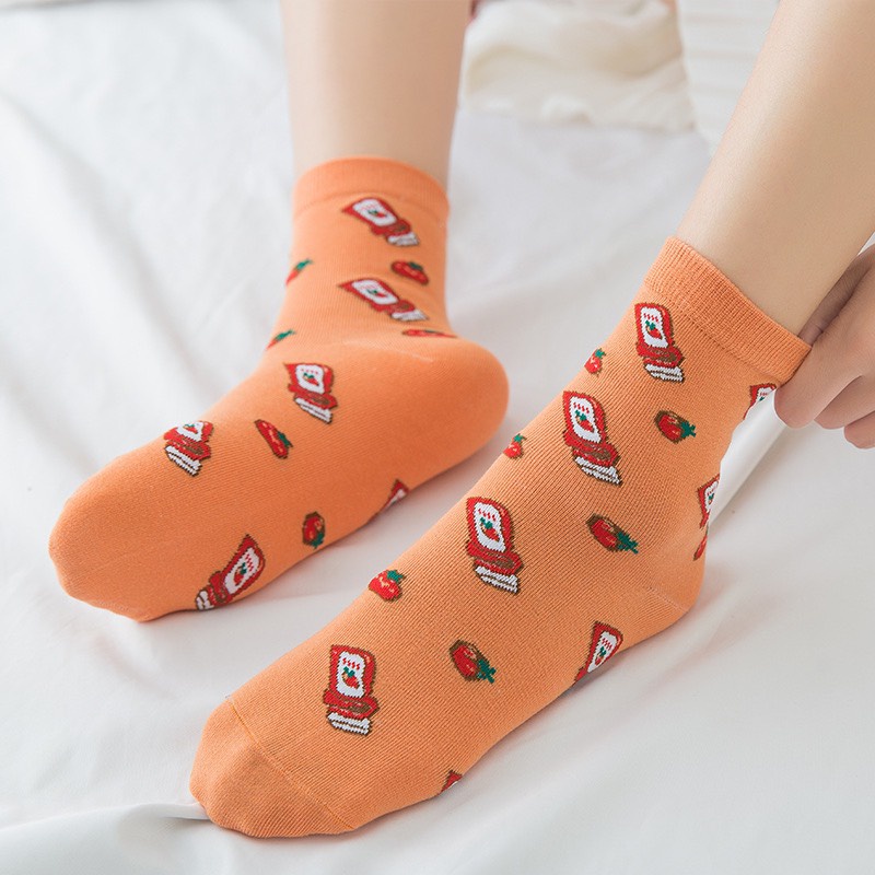 Set 3 đôi tất hoa quả Bivota vớ nữ cổ cao Hàn Quốc siêu xinh T118