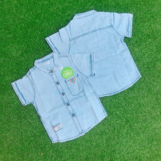 Áo sơ mi jean cổ trụ bé trai 10-24kg