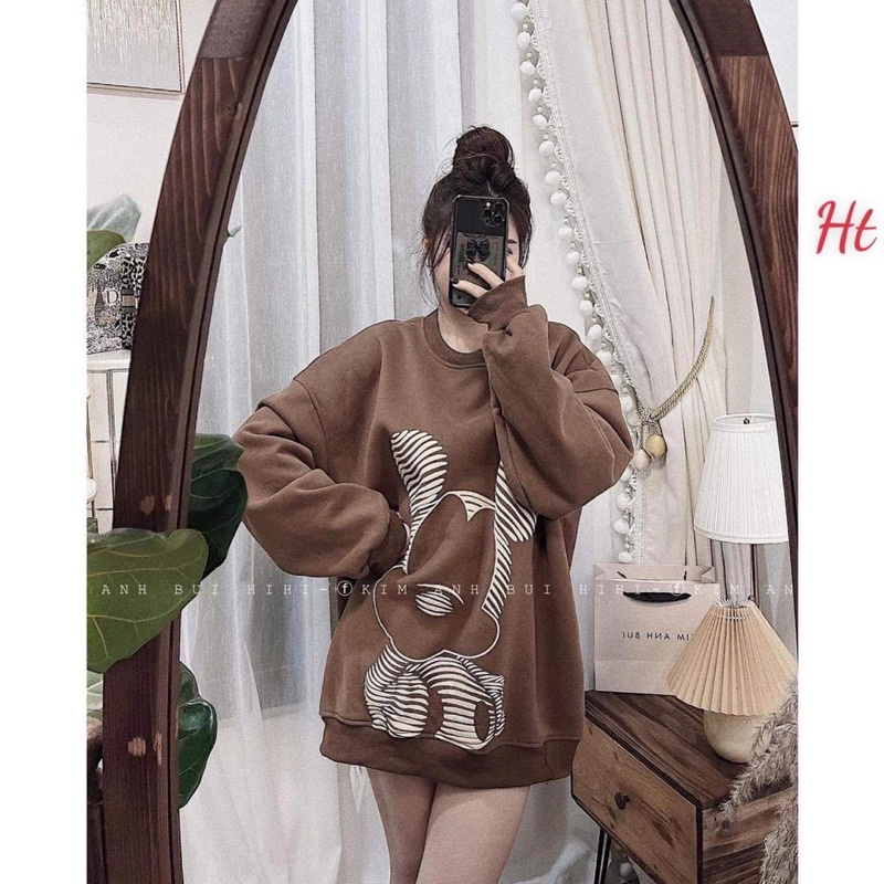 Áo Swearter nỉ cotton chuột kẻ ngang H2A