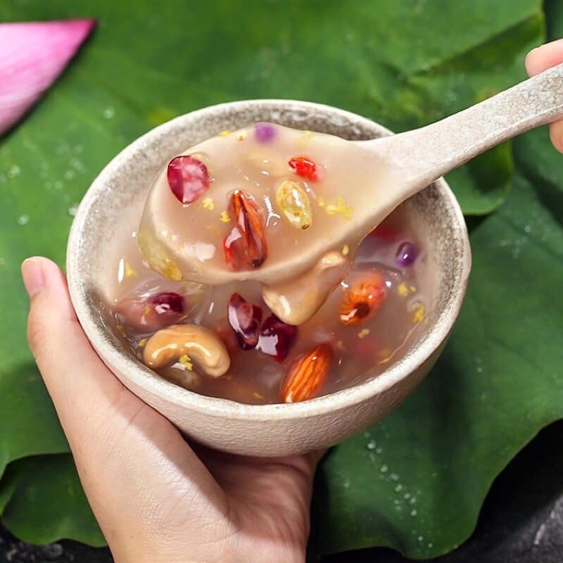[ M3 ] Súp rể sen hóa Quế chi hạnh nhân Osmanthus Meizhoushike lon 500g .