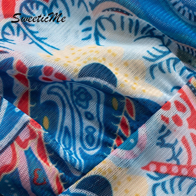 Áo Croptop Sát Nách Cột Dây Hở Lưng In Họa Tiết Thời Trang Quyến Rũ Cho Nữ Sweeticme 2022