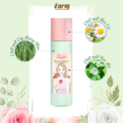 Nước hoa hồng chiết suất rau má và hoa cúc Seoulrose Rosa Deep Pore Healing Toner 120ml