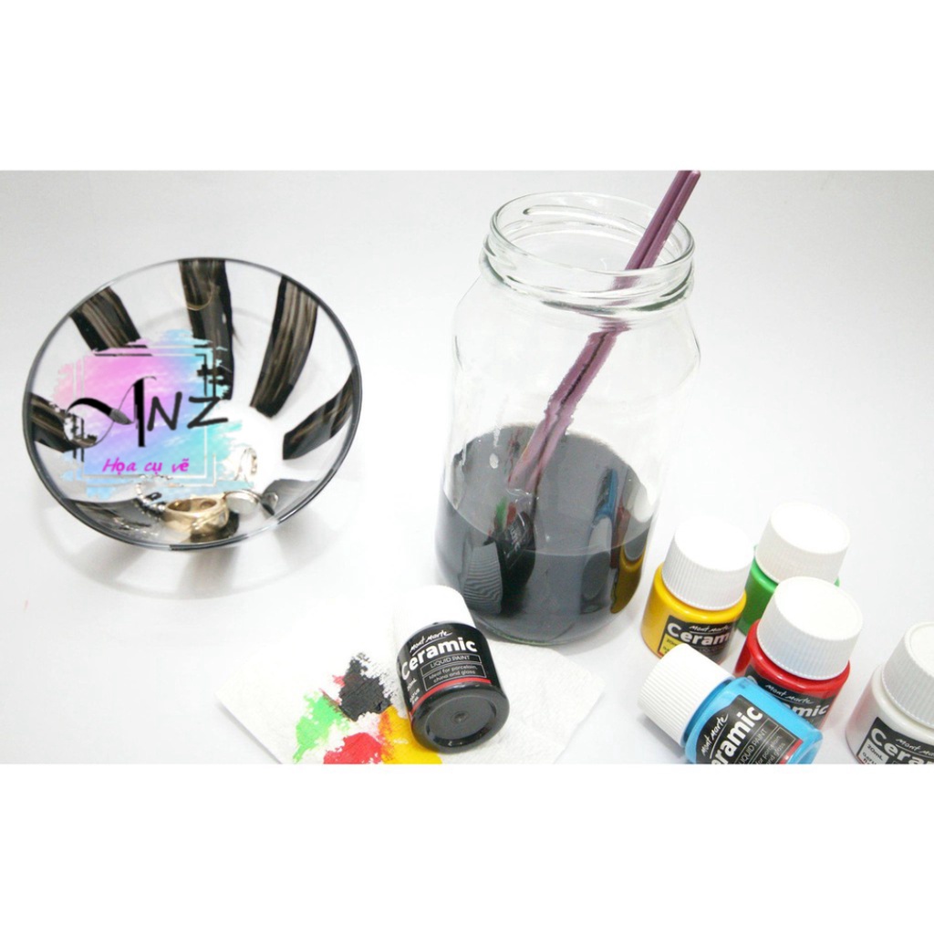 Màu vẽ thủy tinh kính gốm sứ Mont marte set 6 màu /  Signature Ceramic Paint 6pce x 20ml