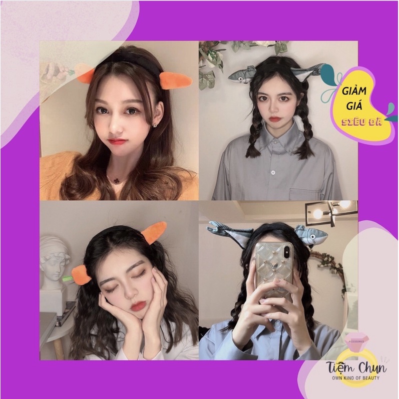[TC26] Bờm cài tóc cà rốt, Bờm cài tóc cá cute - Tiệm Chun