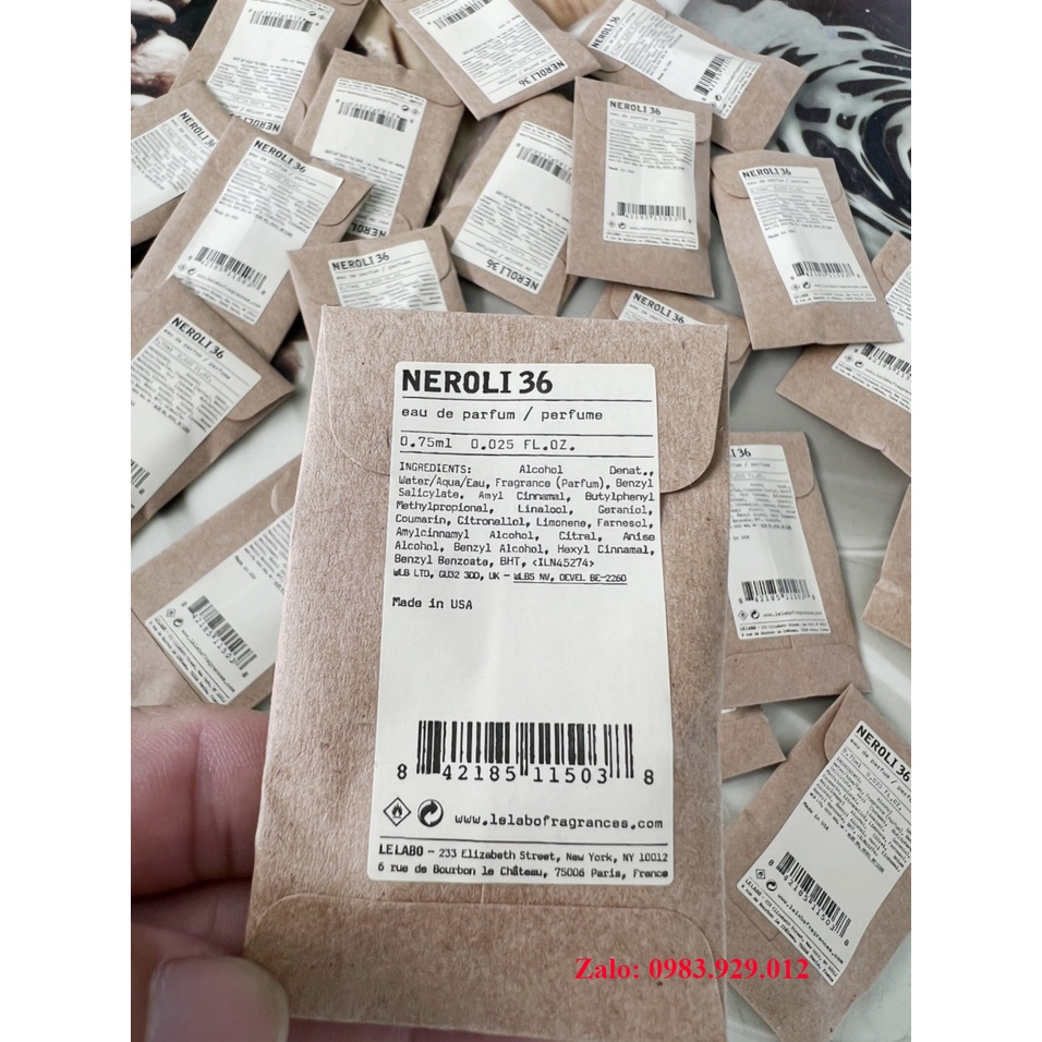 Mẫu thử Vial Nước hoa Le Labo Neroli 36