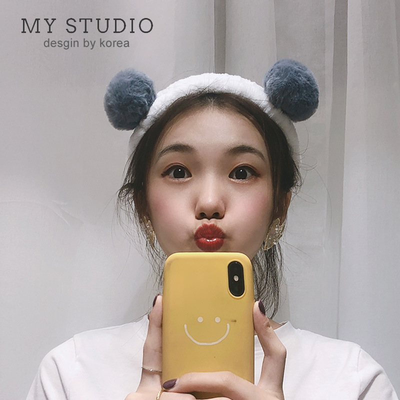 Băng đô cài tóc mềm mại màu kẹo hình gấu trúc dễ thương