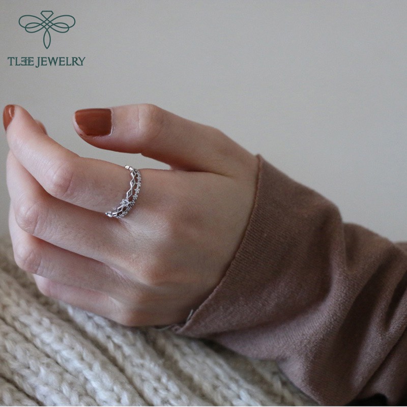 Nhẫn bạc nữ TLEE Galvin Princess đính đá lấp lánh TleeJewelry A0241