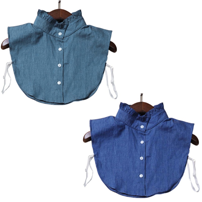 Cổ Áo Rời Chất Liệu Denim Họa Tiết Kẻ Sọc Dễ Thương Cho Búp Bê