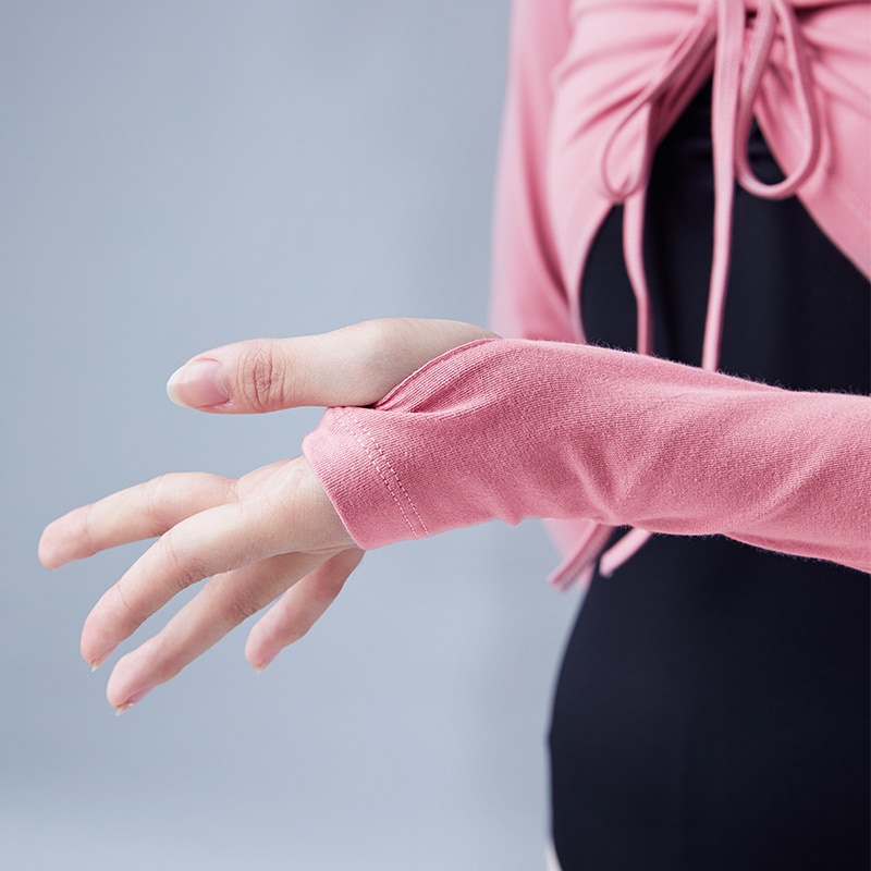 Áo Múa Ba Lê Tay Dài Phối Dây Rút Dành Cho Nữ