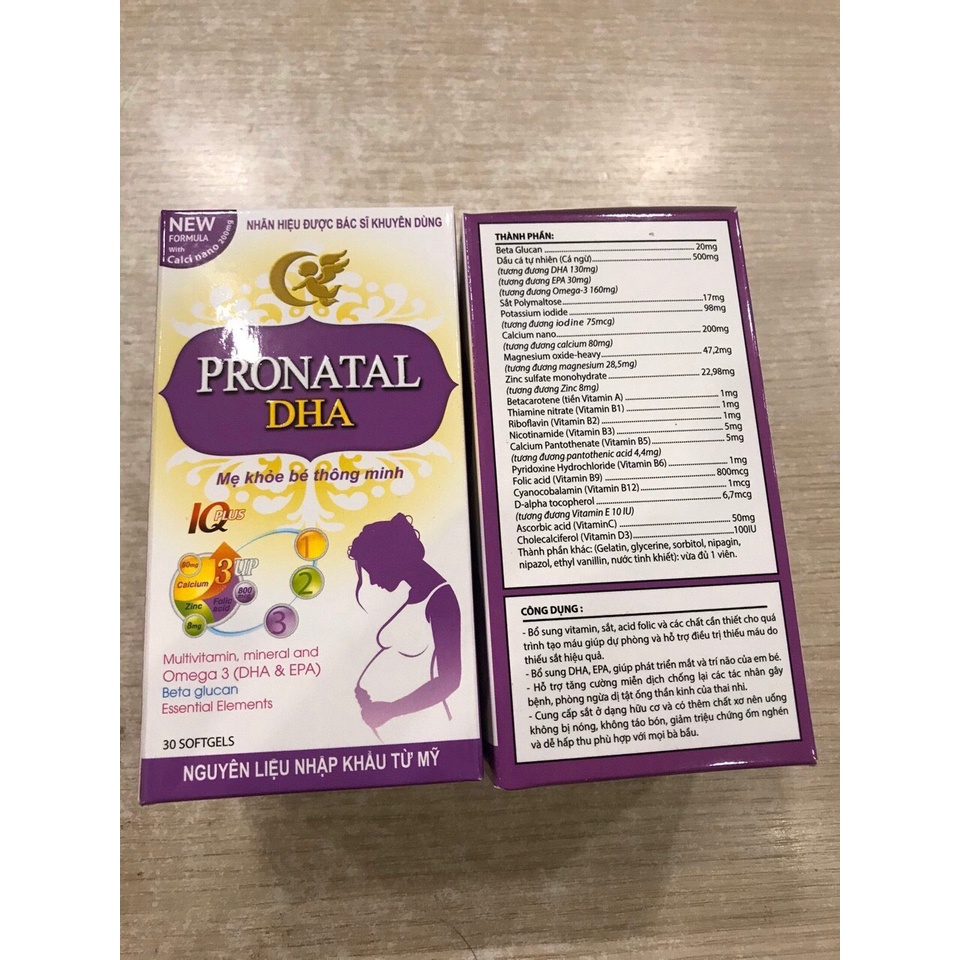 Viên bổ bà bầu PRONATAL DHA phòng ngừa dị tật thai nhi , bổ xung dưỡng chất cho mẹ và bé