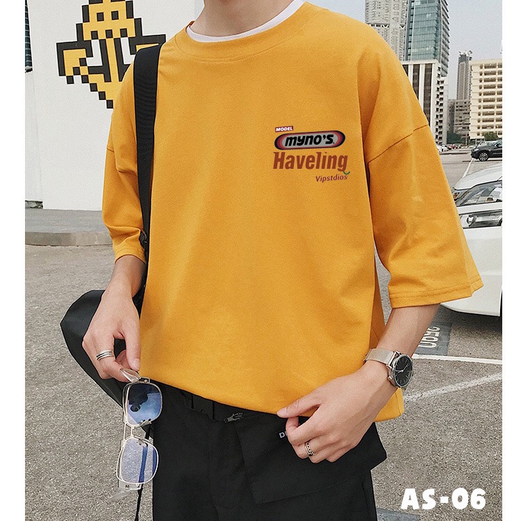 Áo Thun Nam Nữ Tay Lỡ Unisex Oversize Form Rộng Basic Tee Hình Màu Vàng Hình Chữ Độc Lạ