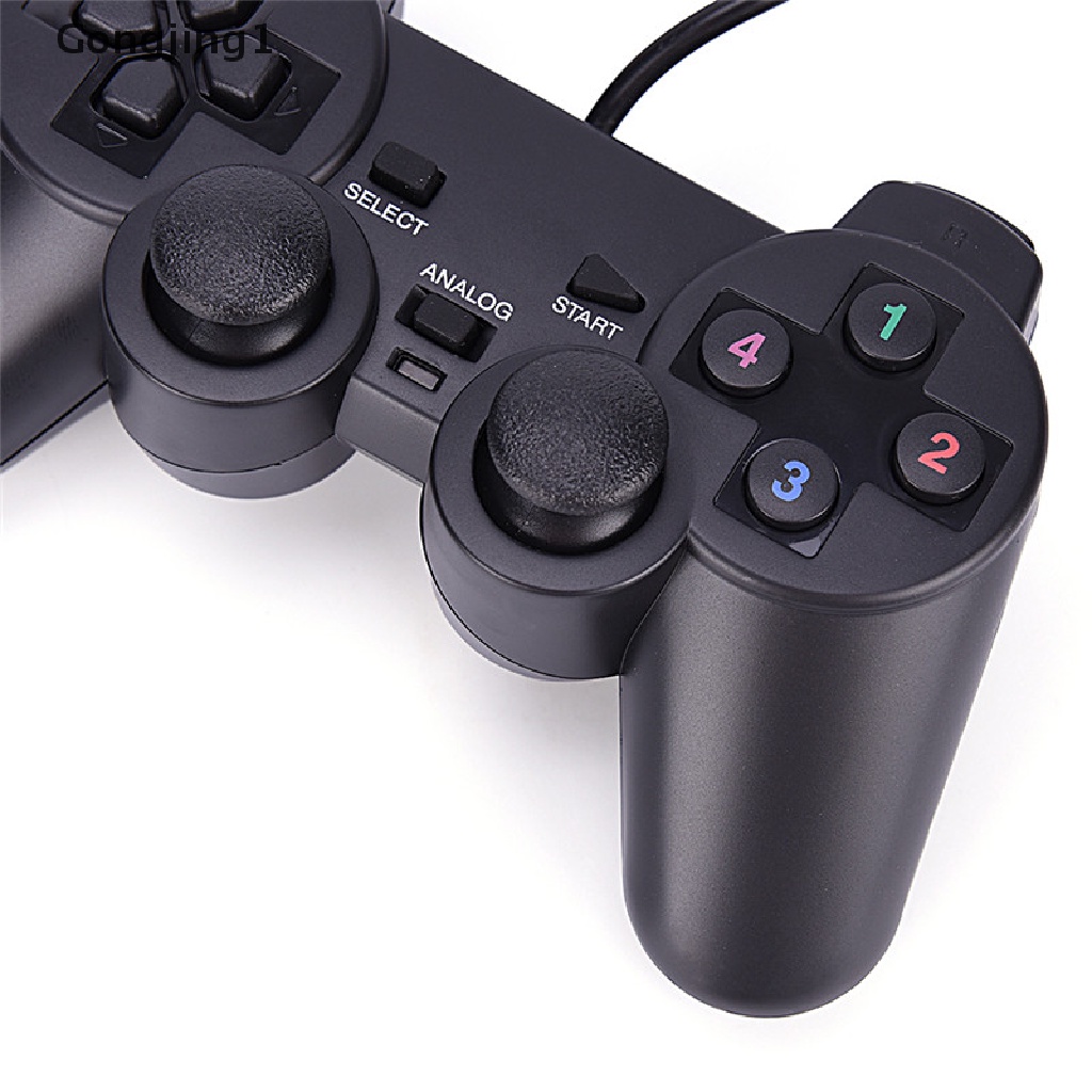 Gongjing1 Black USB Dual Shock PC Computer Wired Gamepad Game Controller Joystick VN