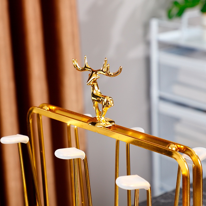 Giá Đỡ Cốc Thủy Tinh / Cốc Nước Hình Đầu Hươu Màu Vàng Dùng Trong Nhà Bếp