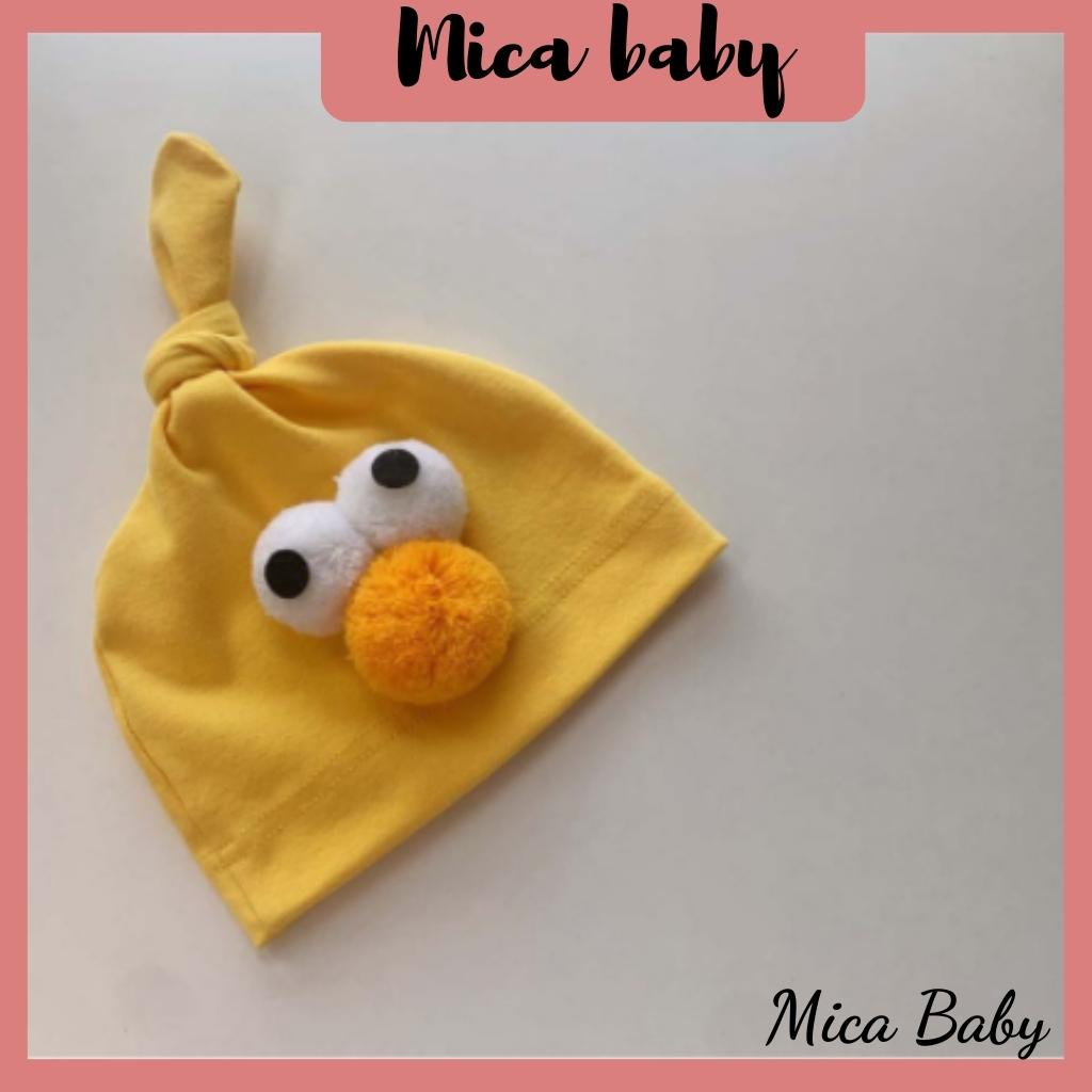 Mũ cotton trùm đầu họa tiết mắt chim đáng yêu cho bé từ 0-12 tháng Mica baby