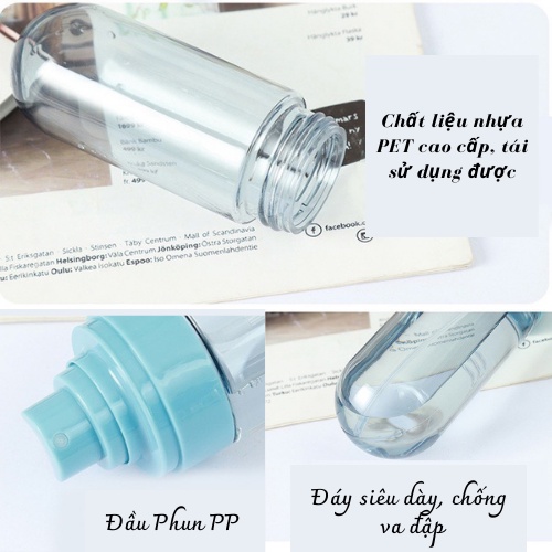 Chai chiết mỹ phẩm du lịch, lọ chiết toner, xịt khoáng màu xanh cao cấp