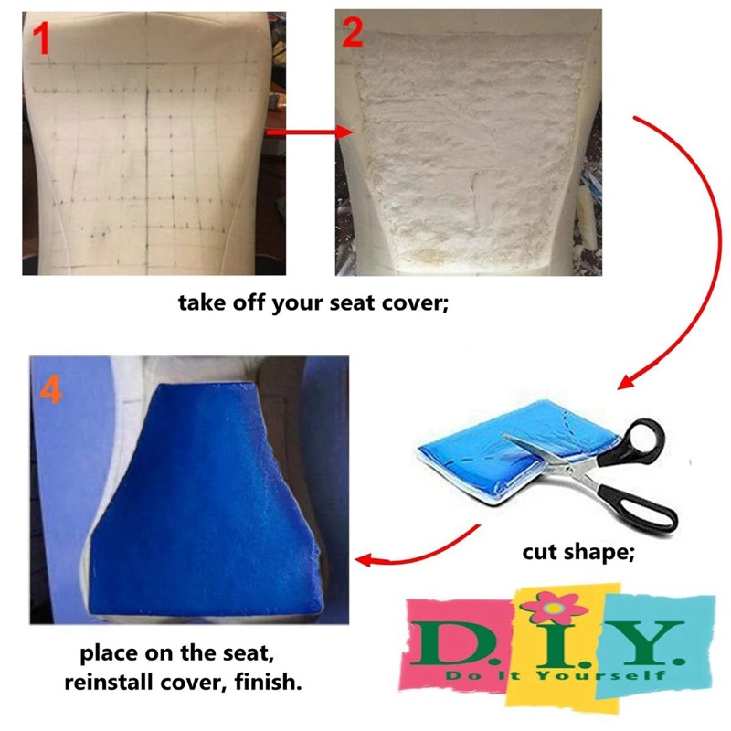 Đệm Lót Yên Xe Máy 2CM Màu Xanh Dương Hấp Thụ Sốc DIY